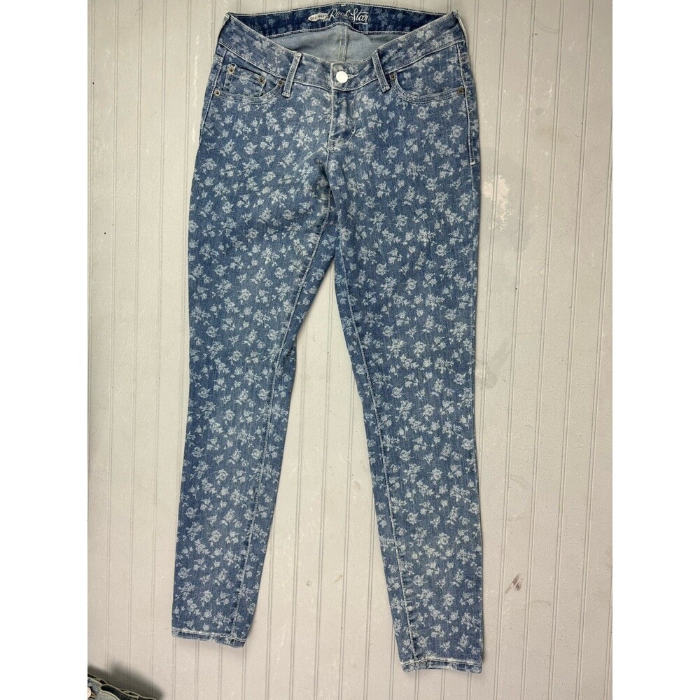 Old Navy Size 6 Womens Jeans Rockstar Low Rise Floral Stretch Skinny